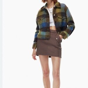 Aritzia cropped plaid jacket
